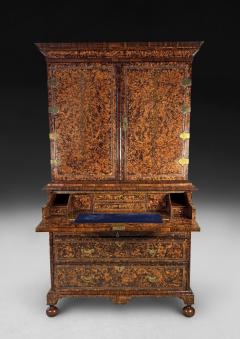 Coxed and Woster George I Burr Maple Secretaire Chest and Cabinet - 4331224