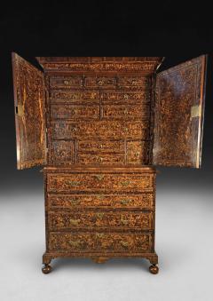 Coxed and Woster George I Burr Maple Secretaire Chest and Cabinet - 4331225