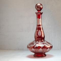 Cranberry Bohemian Globe Glass Decanter - 3202033