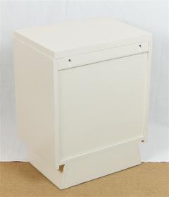Cream Lacquered Mid Century Nightstands with Drop Front Storage - 682262