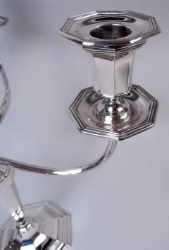 Crichton Brothers Pair of English Modern Classical Sterling Silver 3 Light Candelabra - 4337422