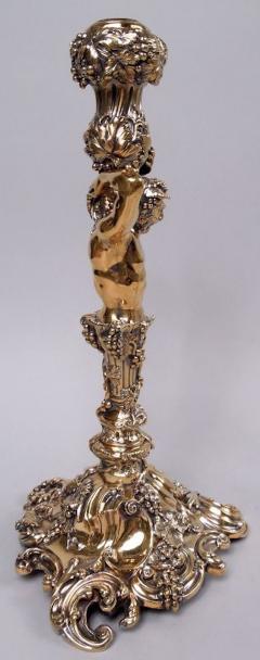 Crichton Brothers Pair of English Silver Gilt Grapevine Herm Candlesticks After Lamerie - 4215206