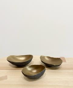 Cristina Salusti Set of 3 oval ceramics with bronze glaze - 3516845