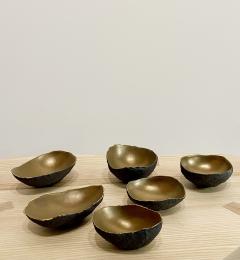 Cristina Salusti Set of 3 oval ceramics with bronze glaze - 3516849