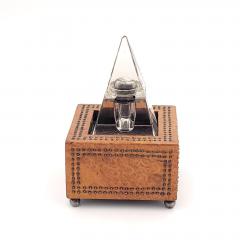 Crystal Pyramid Inkwell in Wooden Stand circa 1870 - 3895879