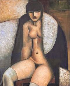Cubist Female Art Deco Style Canvas Original Painting - 3813398