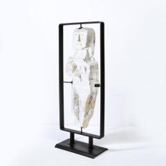 Cubist Primitive Sculpture of Mother with Child in Translucent Glass Blackened - 2946487