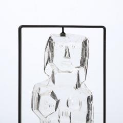 Cubist Primitive Sculpture of Mother with Child in Translucent Glass Blackened - 2946504