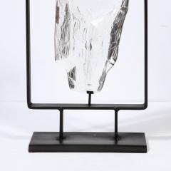 Cubist Primitive Sculpture of Mother with Child in Translucent Glass Blackened - 2946519