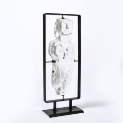 Cubist Primitive Sculpture of Mother with Child in Translucent Glass Blackened - 2946668