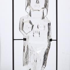 Cubist Primitive Sculpture of Mother with Child in Translucent Glass Blackened - 2946702