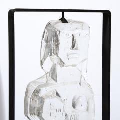 Cubist Primitive Sculpture of Mother with Child in Translucent Glass Blackened - 2946722