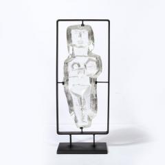 Cubist Primitive Sculpture of Mother with Child in Translucent Glass Blackened - 2946775