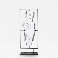 Cubist Primitive Sculpture of Mother with Child in Translucent Glass Blackened - 2951891