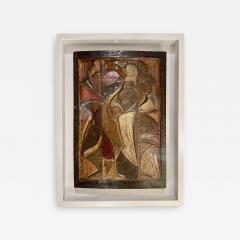 Cubist carved hand color tinted sculptural panel by Vicente Gil Franco  - 3535872