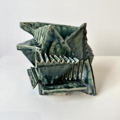Cubist vessel in forest glaze by R A Pesce 2025 - 4526214