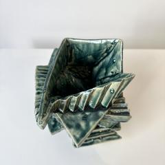 Cubist vessel in forest glaze by R A Pesce 2025 - 4526216