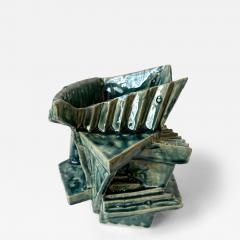 Cubist vessel in forest glaze by R A Pesce 2025 - 4528129