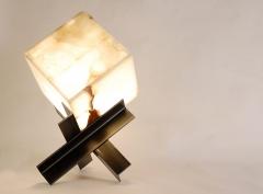 Cubyx Sculptural Onyx and Blackened Steel Lamp - 873960