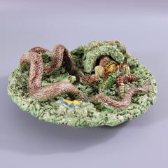 Cuhna Palissy Majolica Lizard and Snake Plate - 2540748