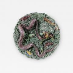 Cuhna Palissy Majolica Lizard and Snake Plate - 2541527