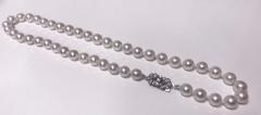 Cultured Pearl Necklace Platinum Diamond Clasp - 1192709