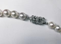 Cultured Pearl Necklace Platinum Diamond Clasp - 1192711