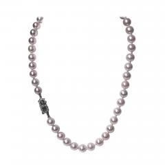 Cultured Pearl Necklace Platinum Diamond Clasp - 1192845