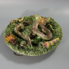 Cunha Palissy Majolica Snake and Lizard Wall Plate - 4424240