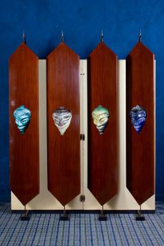 Curious Mid Century Wardrobe with Ceramic Masks Italy 1950 - 4686915