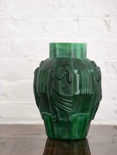 Curt Schlevogt Curt Schlevogt for Ingrid Art Deco Jade Glass Vase - 2682452