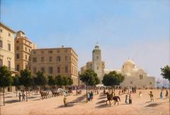 Curt Victor Clemens Grolig Antique oil painting of Place du Gouvernement Algiers by Curt Grolig - 4383397