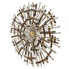 Curtis Jer A Mid Century circular brass and metal wall sculpture in the manner of C Jere - 2033398