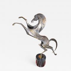 Curtis Jer Abstract Bronze Horse on Black Marble by Curtis Jere Mid century Modern - 1289856