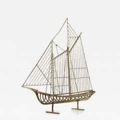 Curtis Jer American Mid Century Brass Model Of Ship By Curtis Jere - 4690027