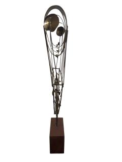 Curtis Jer BRUTALIST MAN DRIVING FLYING MACHINE SCULPTURE BY CURTIS JERE - 4648990