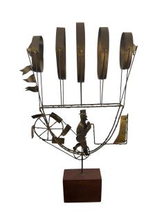 Curtis Jer BRUTALIST MAN DRIVING FLYING MACHINE SCULPTURE BY CURTIS JERE - 4649000