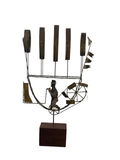 Curtis Jer BRUTALIST MAN DRIVING FLYING MACHINE SCULPTURE BY CURTIS JERE - 4649437