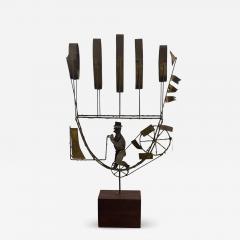 Curtis Jer BRUTALIST MAN DRIVING FLYING MACHINE SCULPTURE BY CURTIS JERE - 4649438