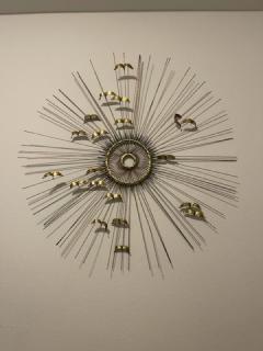 Curtis Jer BRUTALIST SPIKED METAL SUNBURST WITH BIRDS WALL SCULPTURE - 1899976