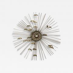 Curtis Jer BRUTALIST SPIKED METAL SUNBURST WITH BIRDS WALL SCULPTURE - 1912046