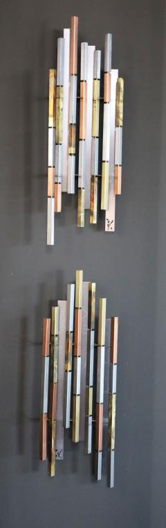 Curtis Jer C Jere Mixed Metal Wall Sculptures Signed - 3205153