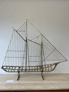 Curtis Jer Curtis Jere Brass Sailing Boat Sculpture - 3955249