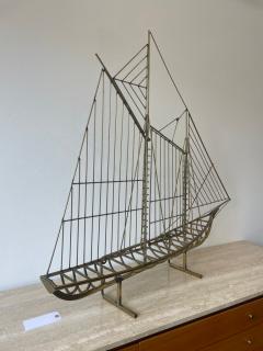 Curtis Jer Curtis Jere Brass Sailing Boat Sculpture - 3955252