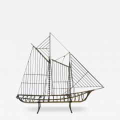 Curtis Jer Curtis Jere Brass Sailing Boat Sculpture - 3955732