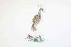 Curtis Jer Curtis Jere Brass Wall Mounted Heron Sculpture 1988 - 1220936