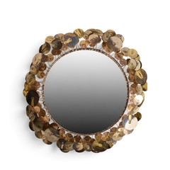 Curtis Jer Curtis Jere Brutalist Mid Century Signed Raindrops Metal Wall Mirror - 4728845