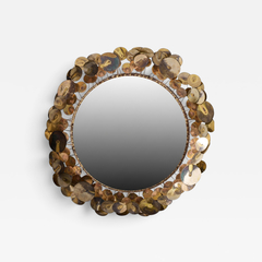 Curtis Jer Curtis Jere Brutalist Mid Century Signed Raindrops Metal Wall Mirror - 4728846