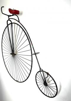 Curtis Jer Curtis Jere High Wheel Bicycle Iron Sculpture Wall Decor 1960s - 3969616