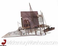 Curtis Jer Curtis Jere Mid Century Fishing Village Metal Sculpture - 2579772